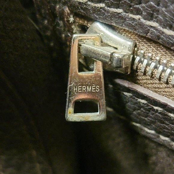 Hermes Petite Saint-Tule PM BROWN Tote Bag Canvas Leather K Engraved - Picture 7 of 16